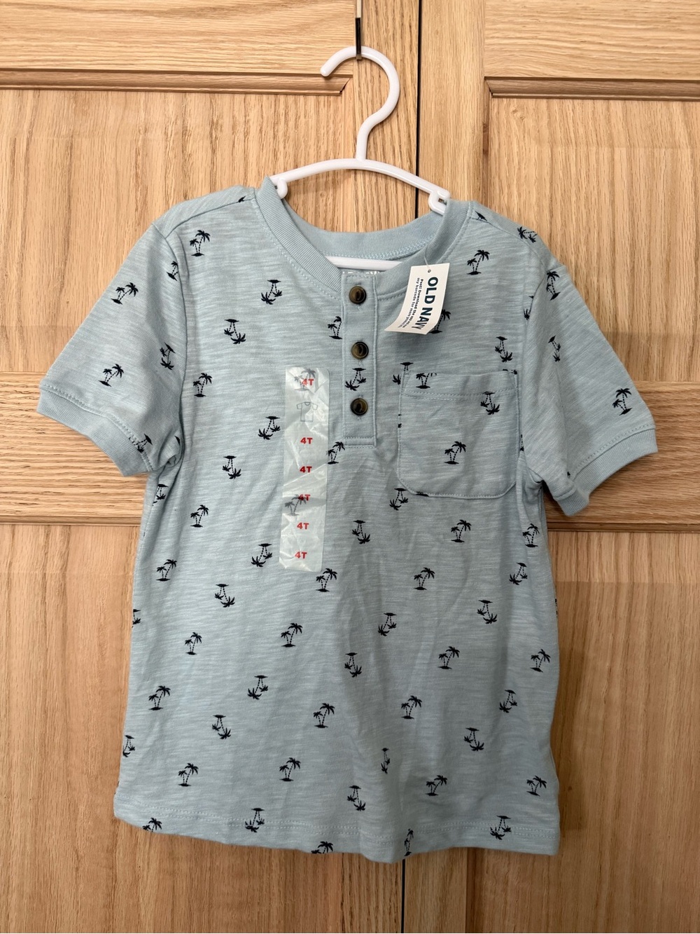 Old Navy Light Blue Palm Tree Henley Tee for Kids
